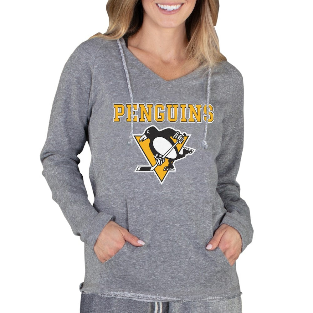 Pittsburgh Penguins Concepts Sport Women's Mainstream Terry Tri-Blend Long Sleeve Hooded Top - Gray | NHL on sale