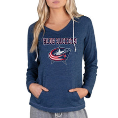 Columbus Blue Jackets Concepts Sport Women's Mainstream Terry Tri-Blend Long Sleeve Hooded Top - Navy | NHL on sale