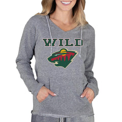 Minnesota Wild Concepts Sport Women's Mainstream Terry Tri-Blend Long Sleeve Hooded Top - Gray | NHL near me