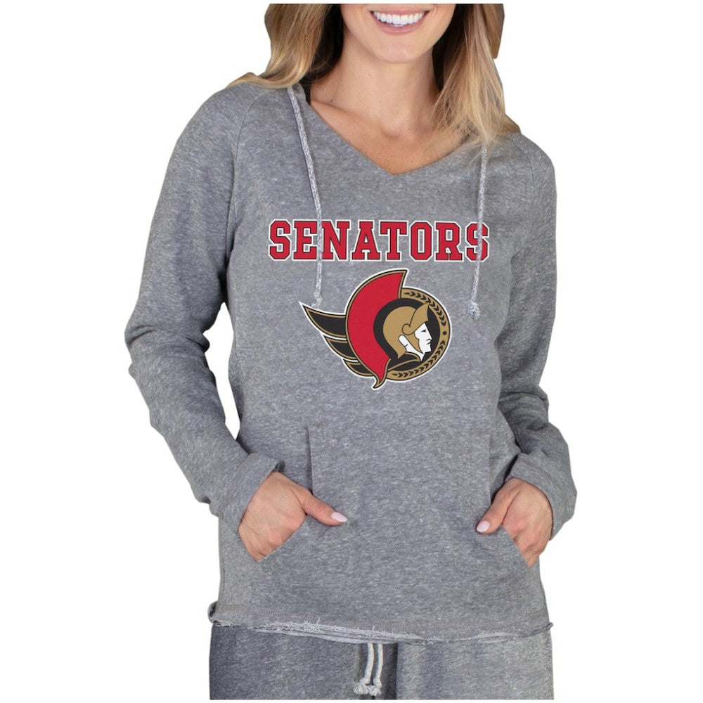 Ottawa Senators Concepts Sport Women's Mainstream Terry Long Sleeve Hooded Top - Gray | NHL Lifestyle