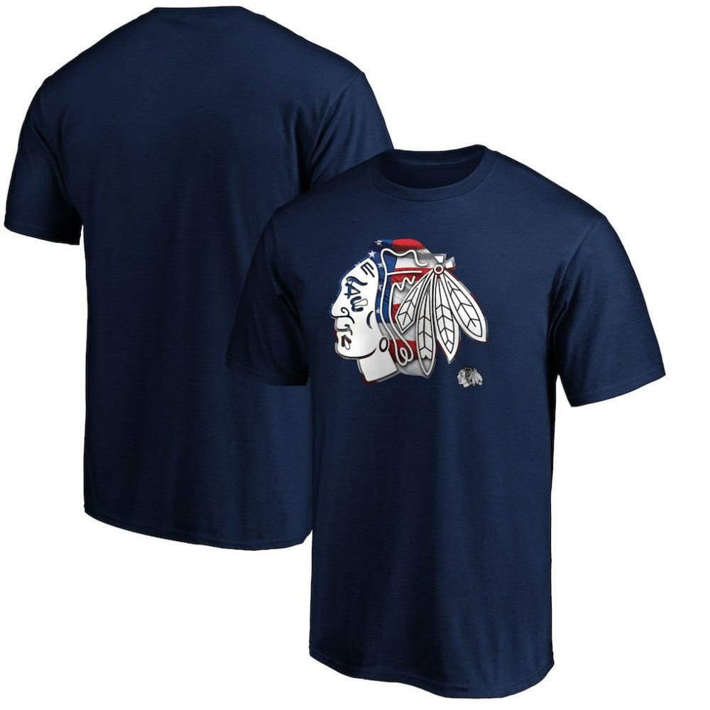 Chicago Blackhawks Banner Wave Logo T-Shirt - Navy | NHL discount