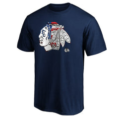 Chicago Blackhawks Banner Wave Logo T-Shirt - Navy | NHL discount