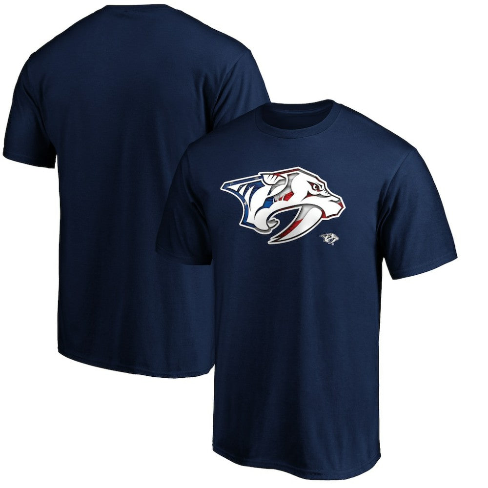 Nashville Predators Banner Wave Logo T-Shirt - Navy | NHL sale