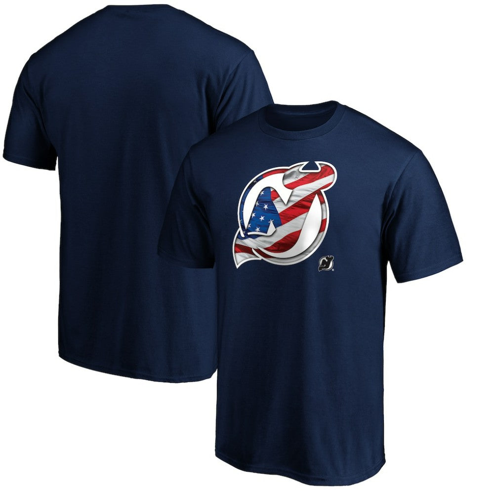 New Jersey Devils Banner Wave Logo T-Shirt - Navy | NHL on sale