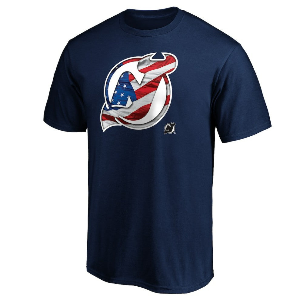 New Jersey Devils Banner Wave Logo T-Shirt - Navy | NHL on sale