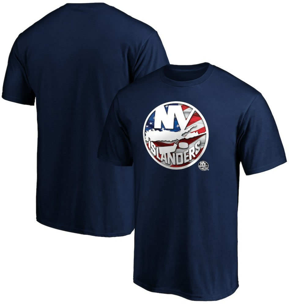 New York Islanders Banner Wave Logo T-Shirt - Navy | NHL discount