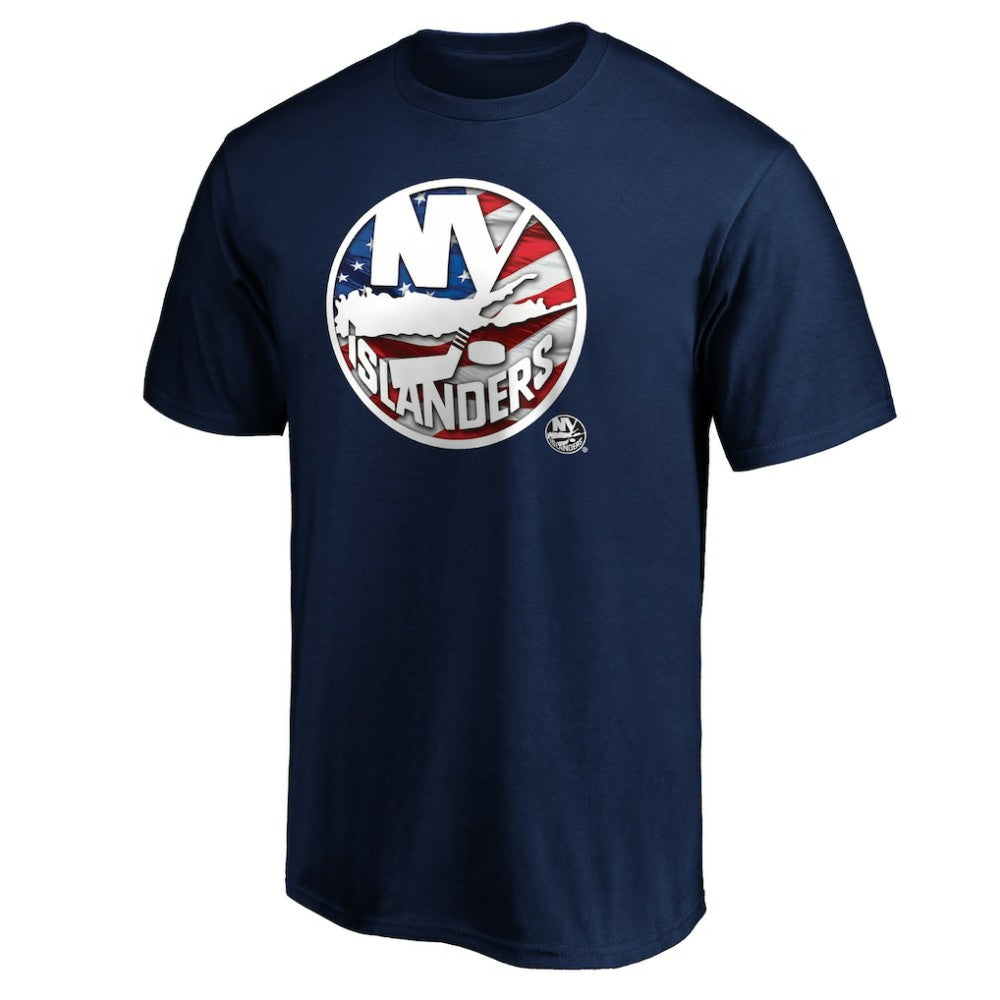New York Islanders Banner Wave Logo T-Shirt - Navy | NHL discount