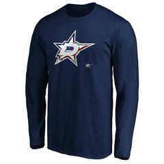 Dallas Stars Banner Wave Logo Long Sleeve T-Shirt - Navy | NHL Lifestyle