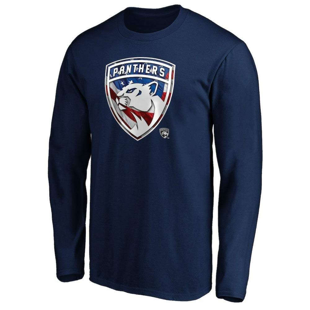 Florida Panthers Banner Wave Logo Long Sleeve T-Shirt - Navy | NHL Lifestyle