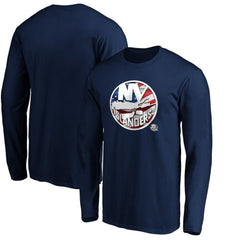 New York Islanders Banner Wave Logo Long Sleeve T-Shirt - Navy | NHL sale