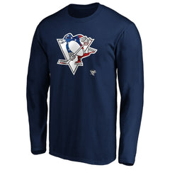Pittsburgh Penguins Banner Wave Logo Long Sleeve T-Shirt - Navy | NHL discount