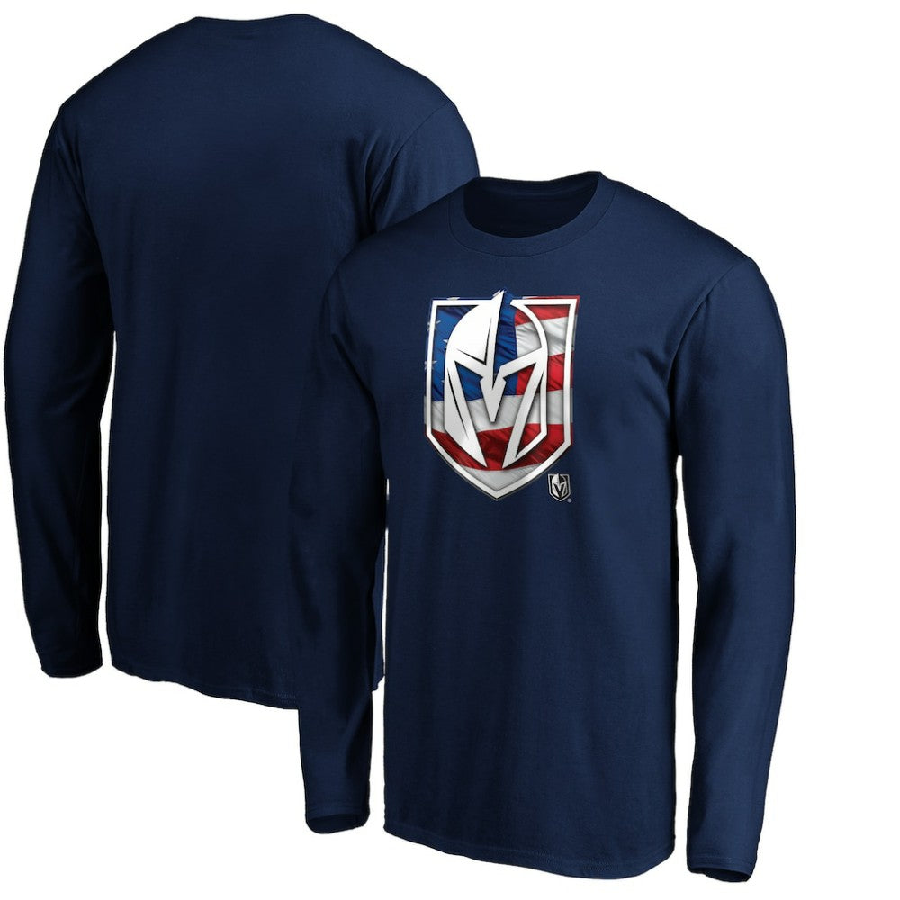 Vegas Golden Knights Banner Wave Logo Long Sleeve T-Shirt - Navy | NHL sale
