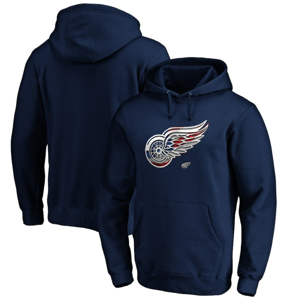 Detroit Red Wings Banner Wave Logo Pullover Hoodie - Navy | NHL sale
