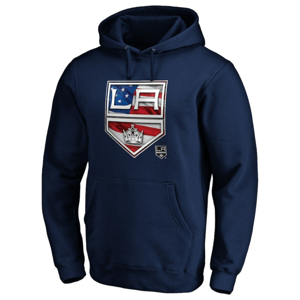 Los Angeles Kings Banner Wave Logo Pullover Hoodie - Navy | NHL on sale
