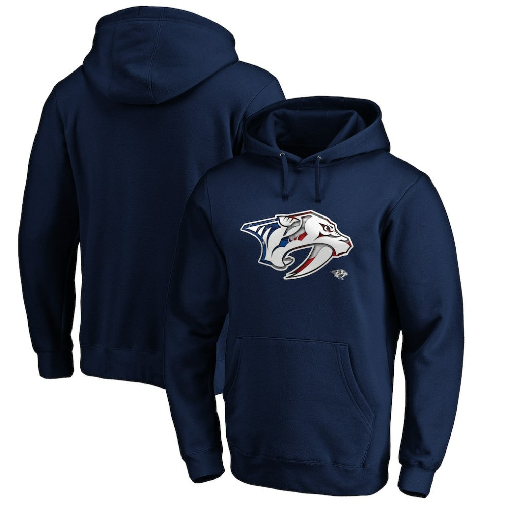 Nashville Predators Banner Wave Logo Pullover Hoodie - Navy | NHL Lifestyle