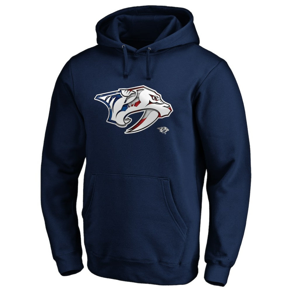 Nashville Predators Banner Wave Logo Pullover Hoodie - Navy | NHL Lifestyle