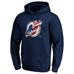 New Jersey Devils Banner Wave Logo Pullover Hoodie - Navy | NHL discount