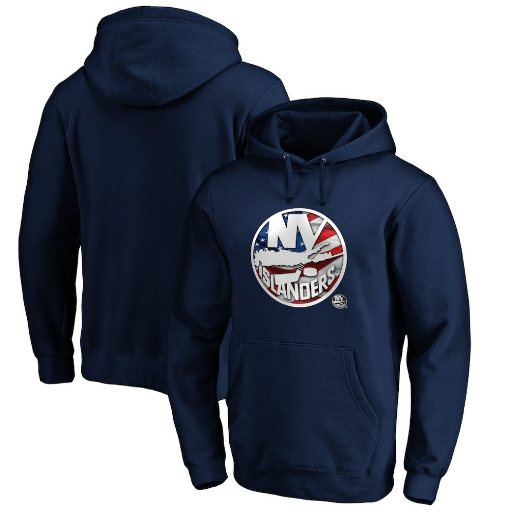 New York Islanders Banner Wave Logo Pullover Hoodie - Navy | NHL near me