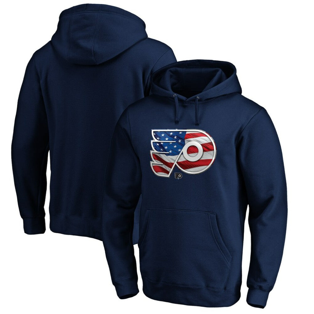 Philadelphia Flyers Banner Wave Logo Pullover Hoodie - Navy | NHL on sale