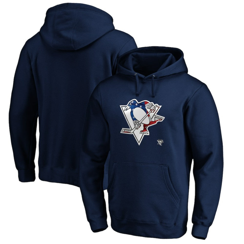 Pittsburgh Penguins Banner Wave Logo Pullover Hoodie - Navy | NHL near me