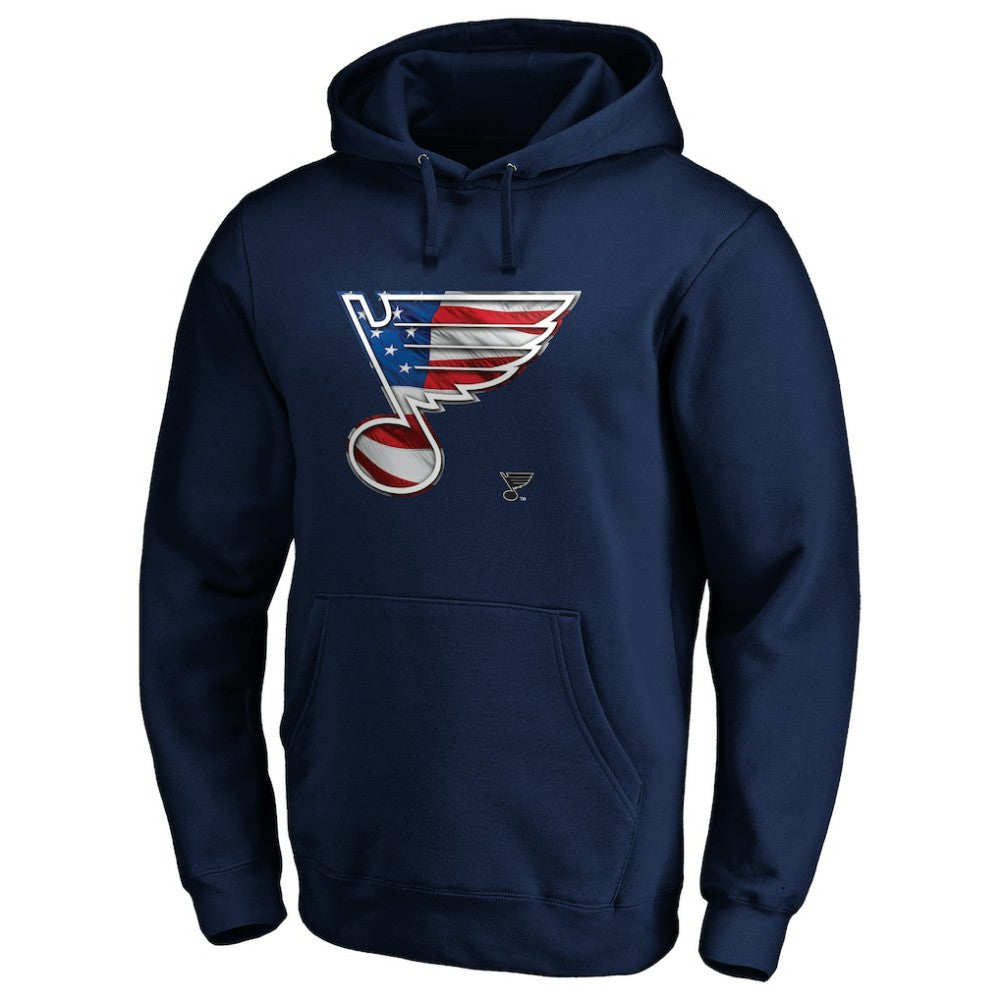 St. Louis Blues Banner Wave Logo Pullover Hoodie - Navy | NHL online