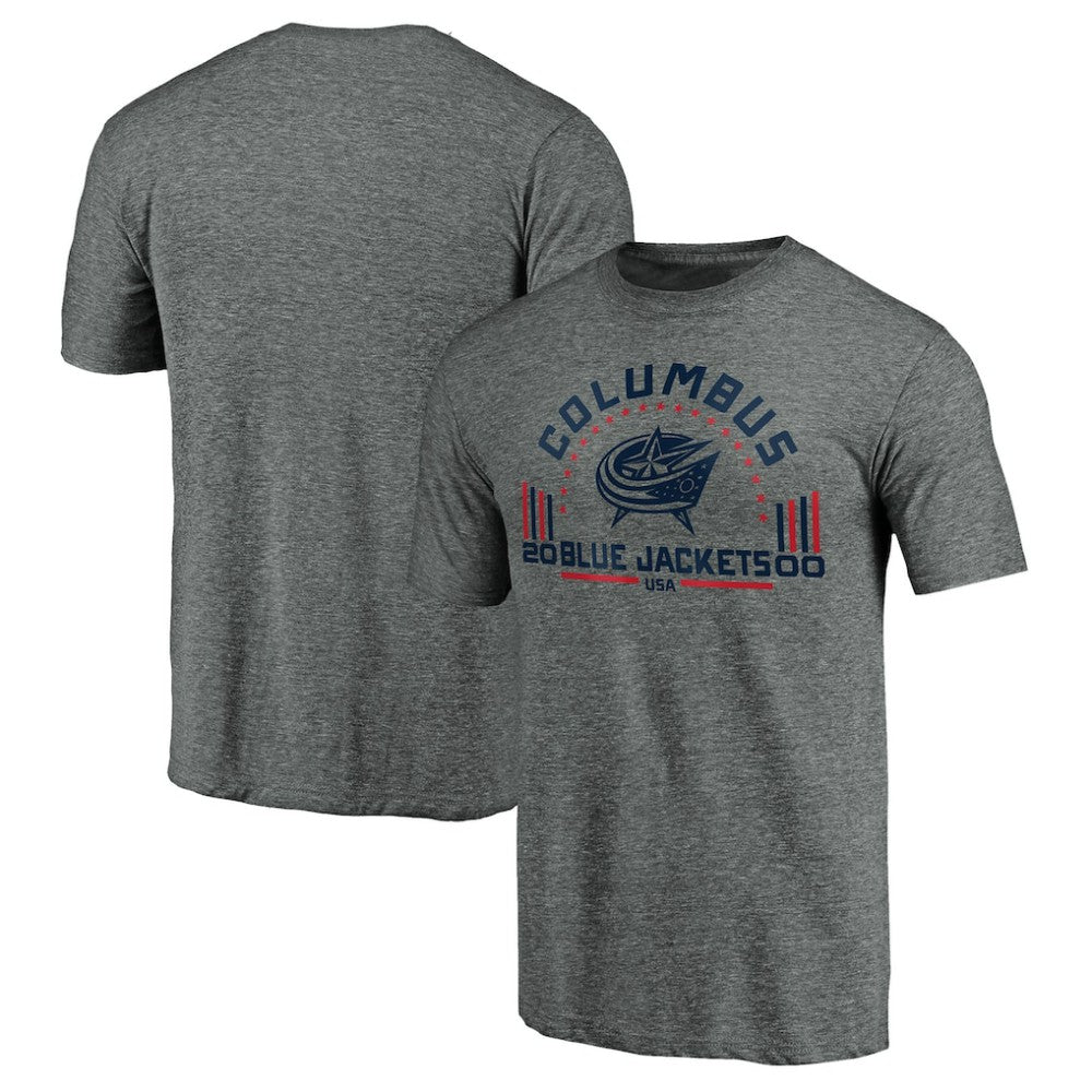Columbus Blue Jackets Team Freedom Tri-Blend T-Shirt - Heathered Gray | NHL Clearance