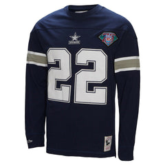 Emmitt Smith Dallas Cowboys Throwback Retired Player Name & Number Long Sleeve Top - Navy - Mitchell & Ness
