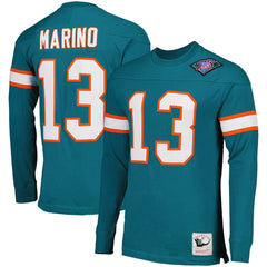 Dan Marino Miami Dolphins Throwback Retired Player Name & Number Long Sleeve Top - Aqua - Mitchell & Ness