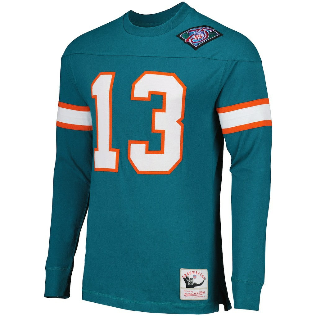 Dan Marino Miami Dolphins Throwback Retired Player Name & Number Long Sleeve Top - Aqua - Mitchell & Ness