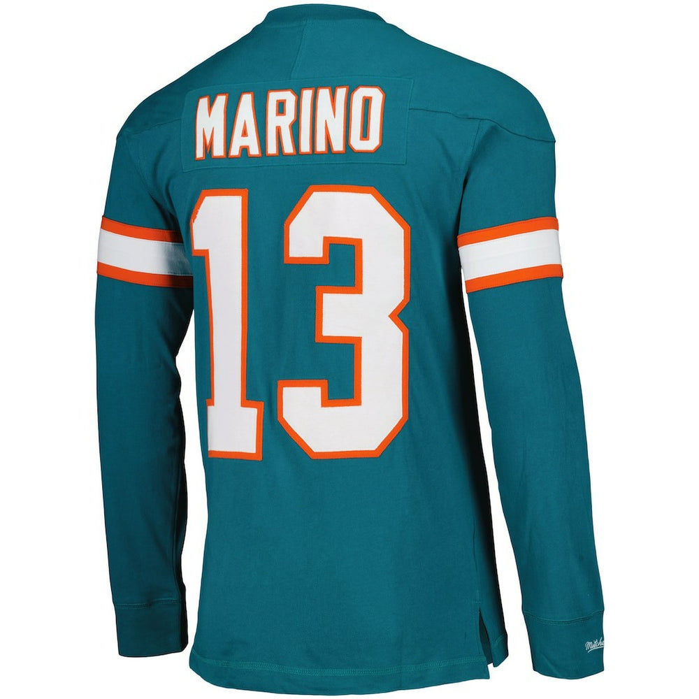 Dan Marino Miami Dolphins Throwback Retired Player Name & Number Long Sleeve Top - Aqua - Mitchell & Ness