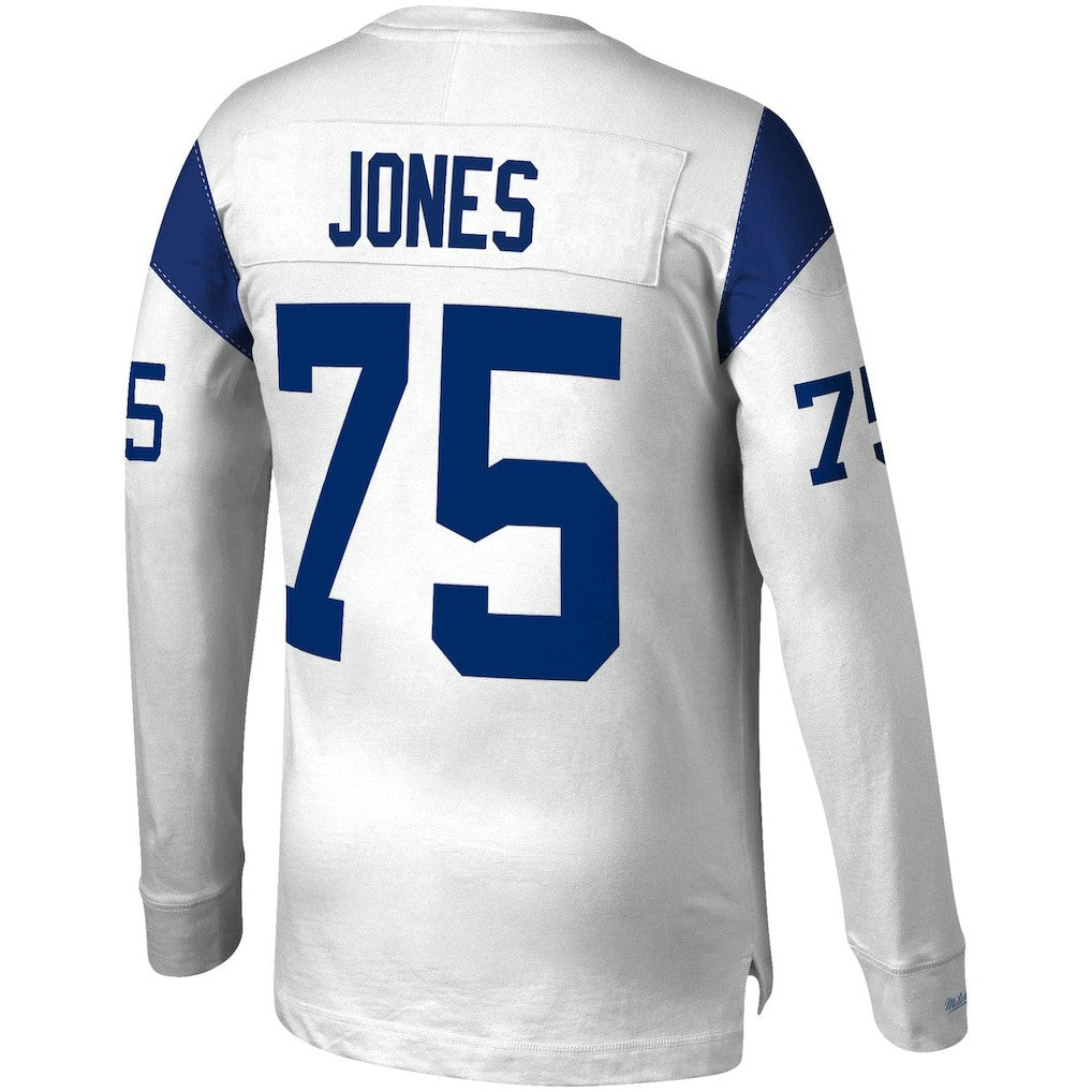 Deacon Jones Los Angeles Rams Throwback Retired Player Name & Number Long Sleeve Top - White - Mitchell & Ness