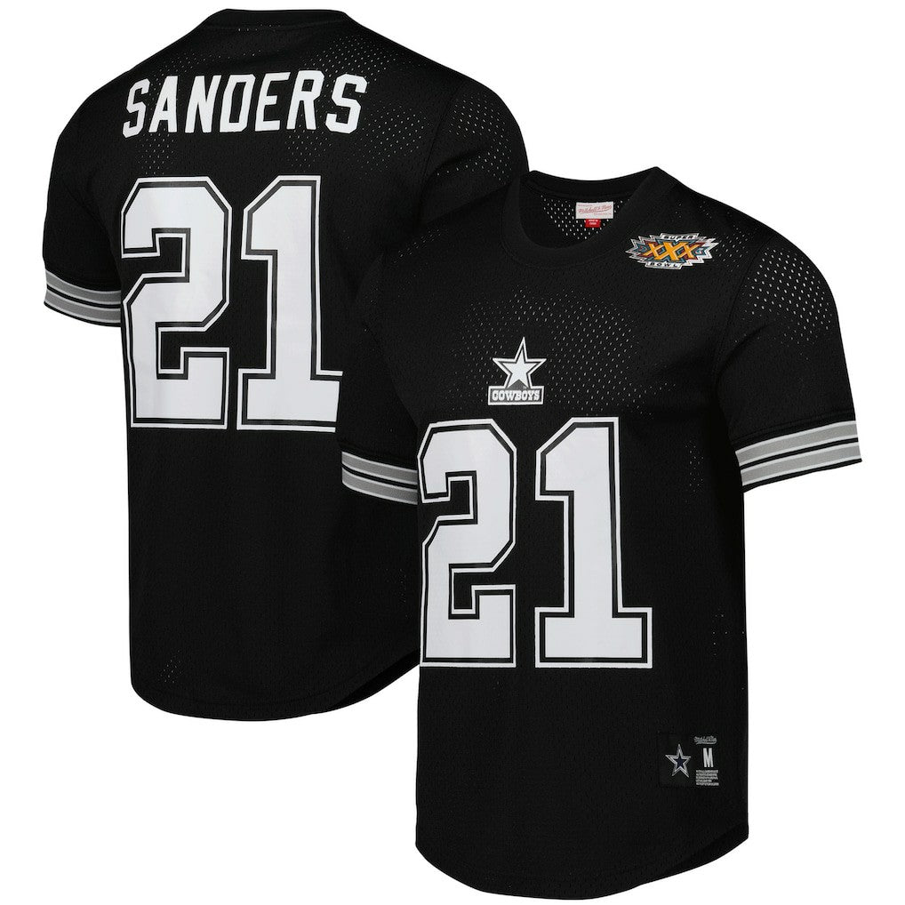 Deion Sanders Dallas Cowboys Retired Player Name & Number Mesh Top - Black - Mitchell & Ness