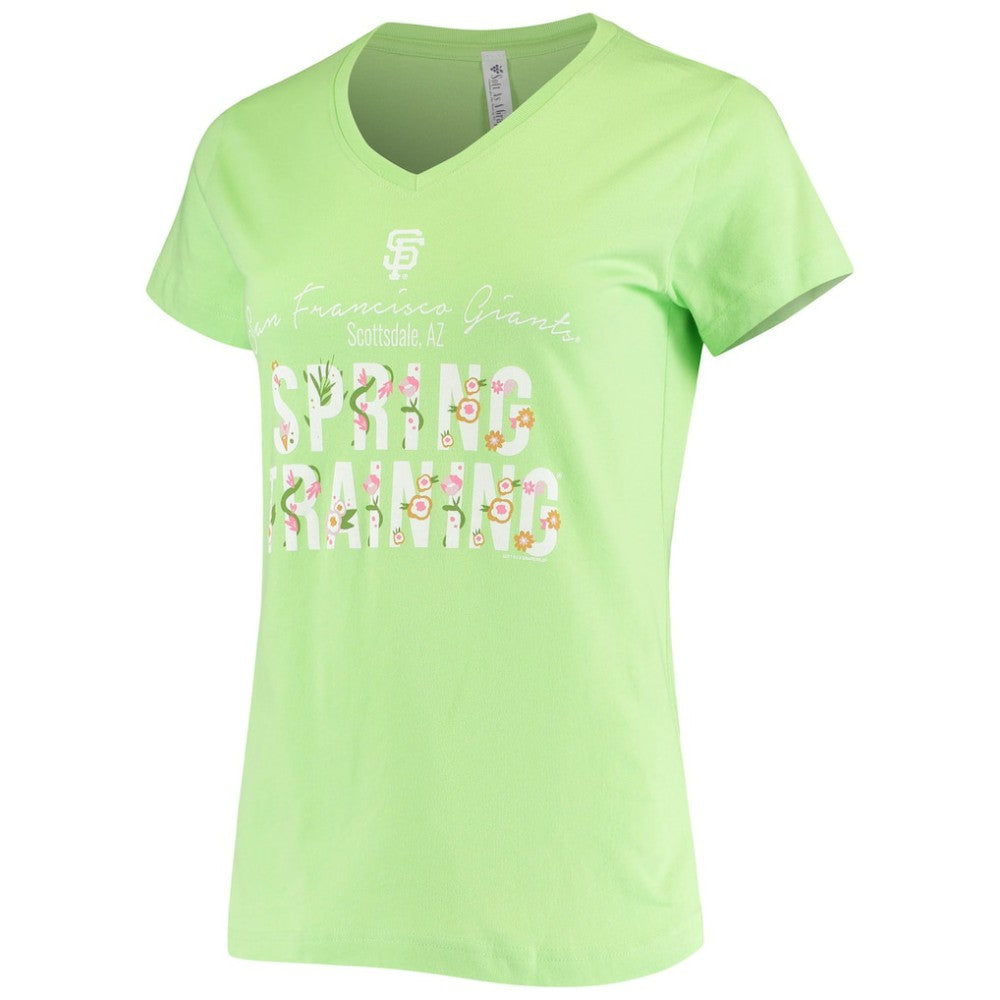 San Francisco Giants Soft as a Grape Women's Script Floral V-Neck T-Shirt for sale