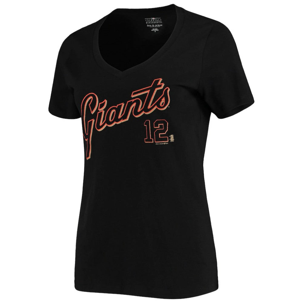 Joe Panik San Francisco Giants 5th & Ocean by New Era Women's Script Name and Number V-Neck T-Shirt Black Discount