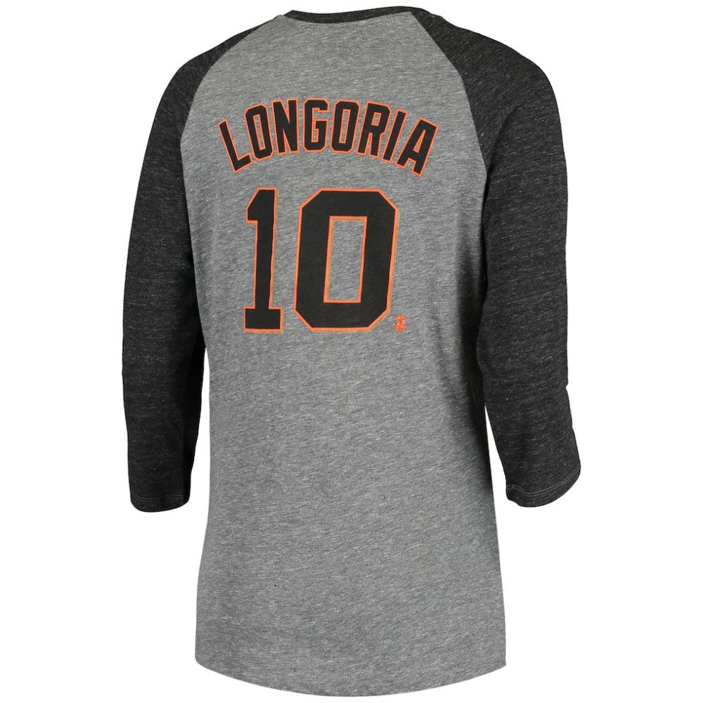Evan Longoria San Francisco Giants 5th & Ocean by New Era Women's Script Name & Number Raglan Tri-Blend 3/4-Sleeve T-Shirt Outlet