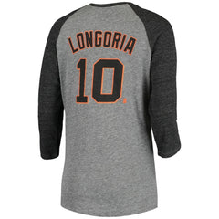 Evan Longoria San Francisco Giants 5th & Ocean by New Era Women's Script Name & Number Raglan Tri-Blend 3/4-Sleeve T-Shirt Outlet