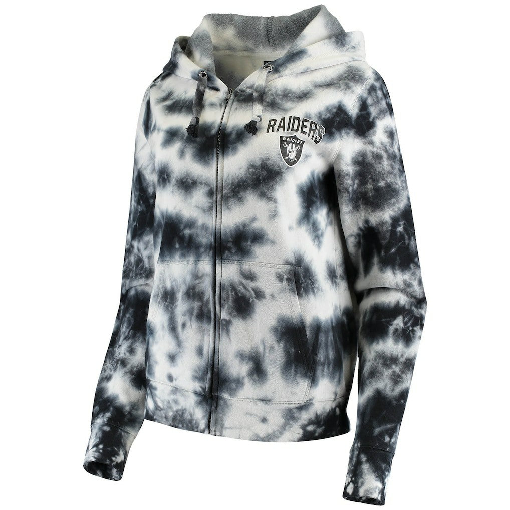 Las Vegas Raiders New Era Women's Tie Dye Fleece Full-Zip Hoodie - Black - NFL