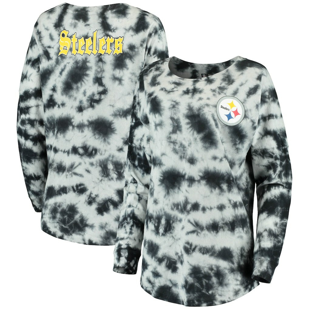 Pittsburgh Steelers New Era Women's Tie-Dye Long Sleeve T-Shirt - Black - NFL