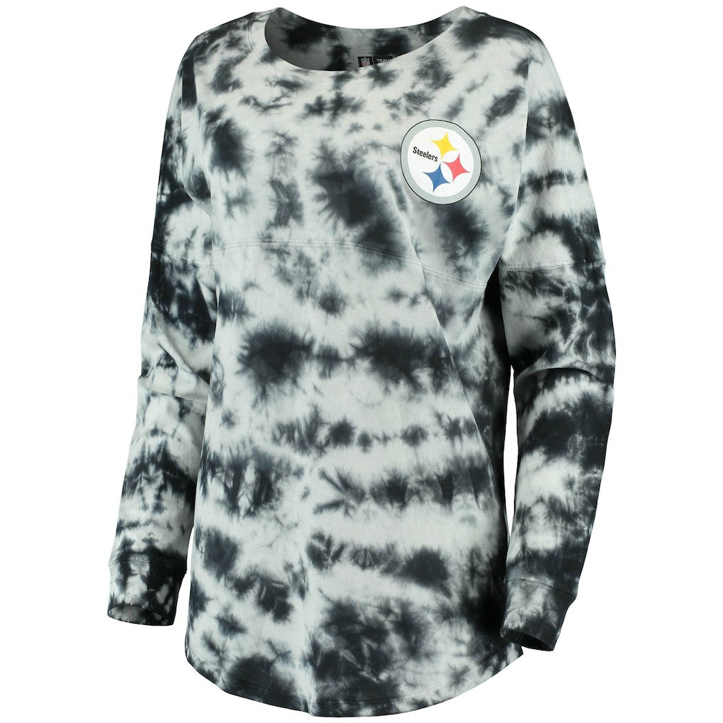 Pittsburgh Steelers New Era Women's Tie-Dye Long Sleeve T-Shirt - Black - NFL