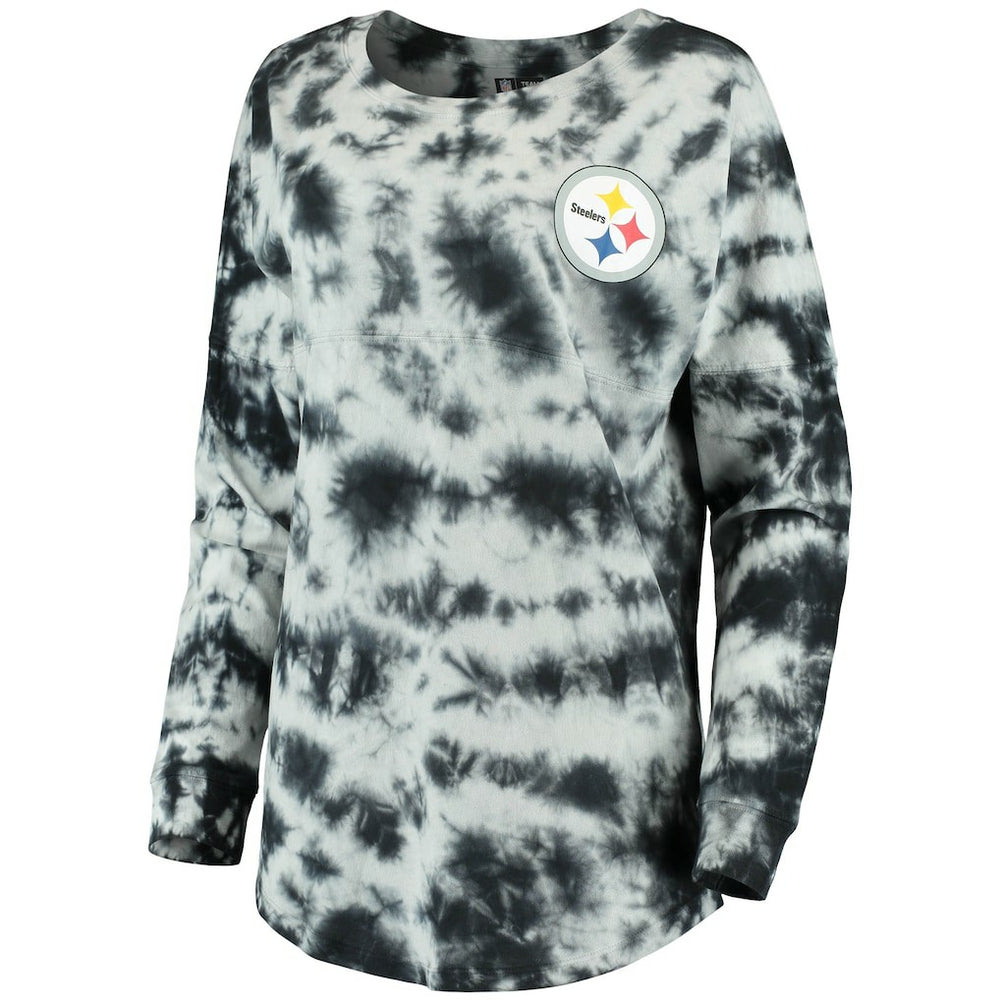 Pittsburgh Steelers New Era Women's Tie-Dye Long Sleeve T-Shirt - Black - NFL