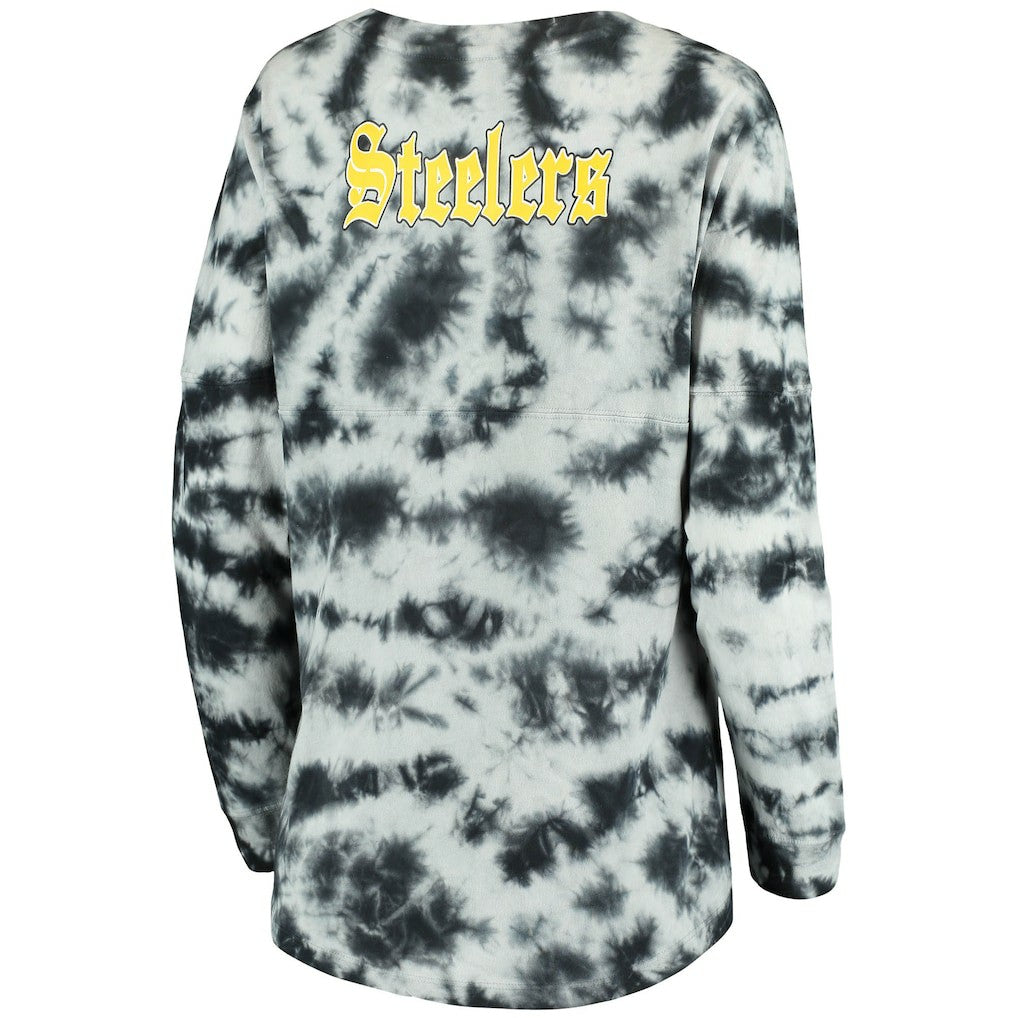 Pittsburgh Steelers New Era Women's Tie-Dye Long Sleeve T-Shirt - Black - NFL