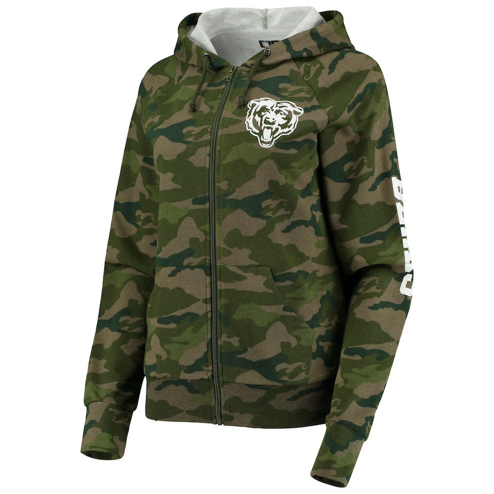 Chicago Bears New Era Women's Raglan Full-Zip Hoodie - Camo - NFL