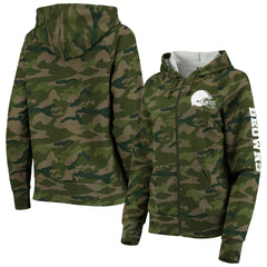 Cleveland Browns New Era Women's Raglan Full-Zip Hoodie - Camo - NFL