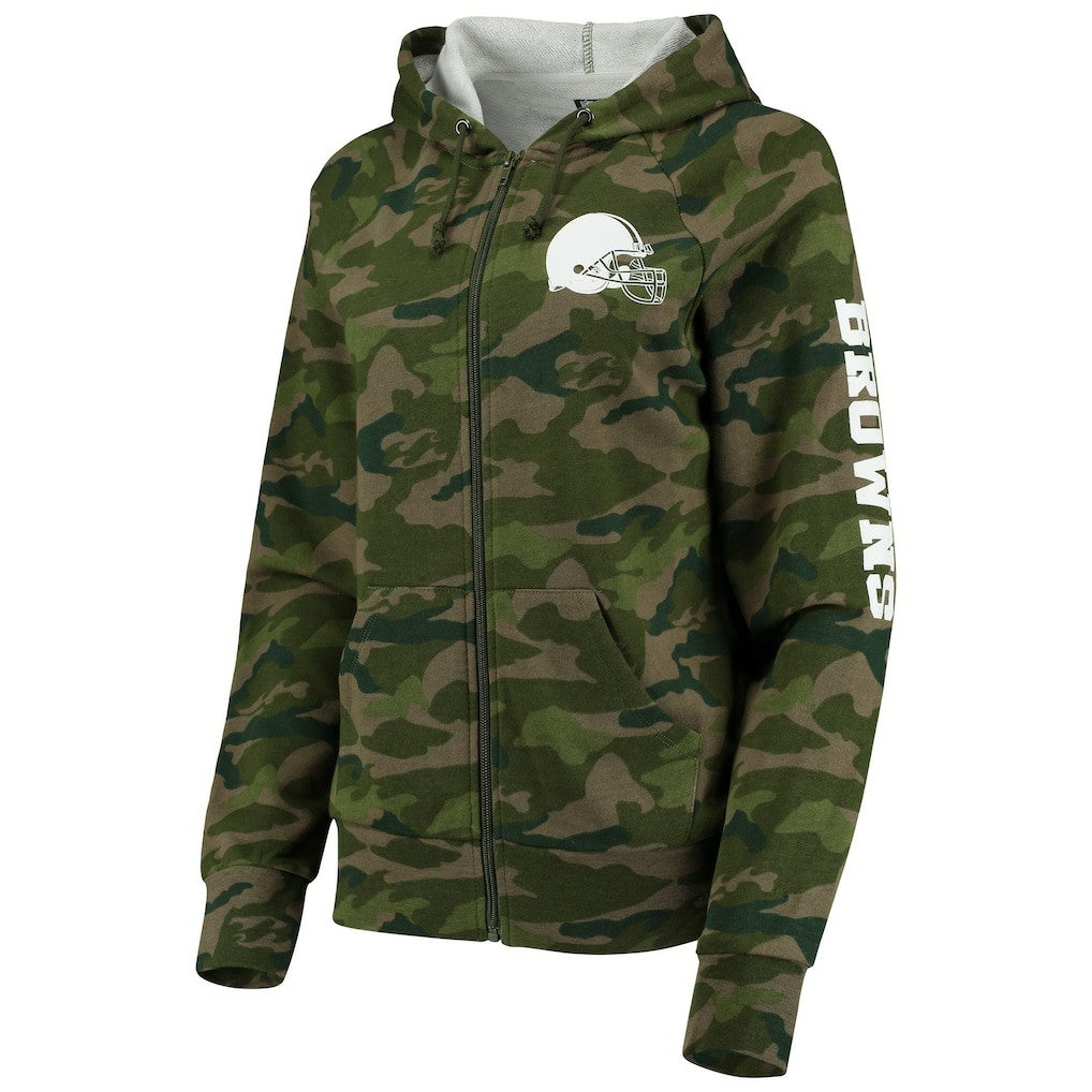 Cleveland Browns New Era Women's Raglan Full-Zip Hoodie - Camo - NFL