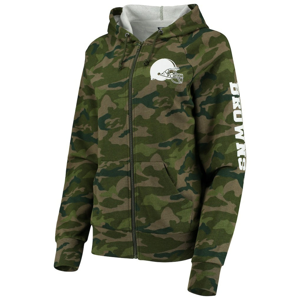 Cleveland Browns New Era Women's Raglan Full-Zip Hoodie - Camo - NFL