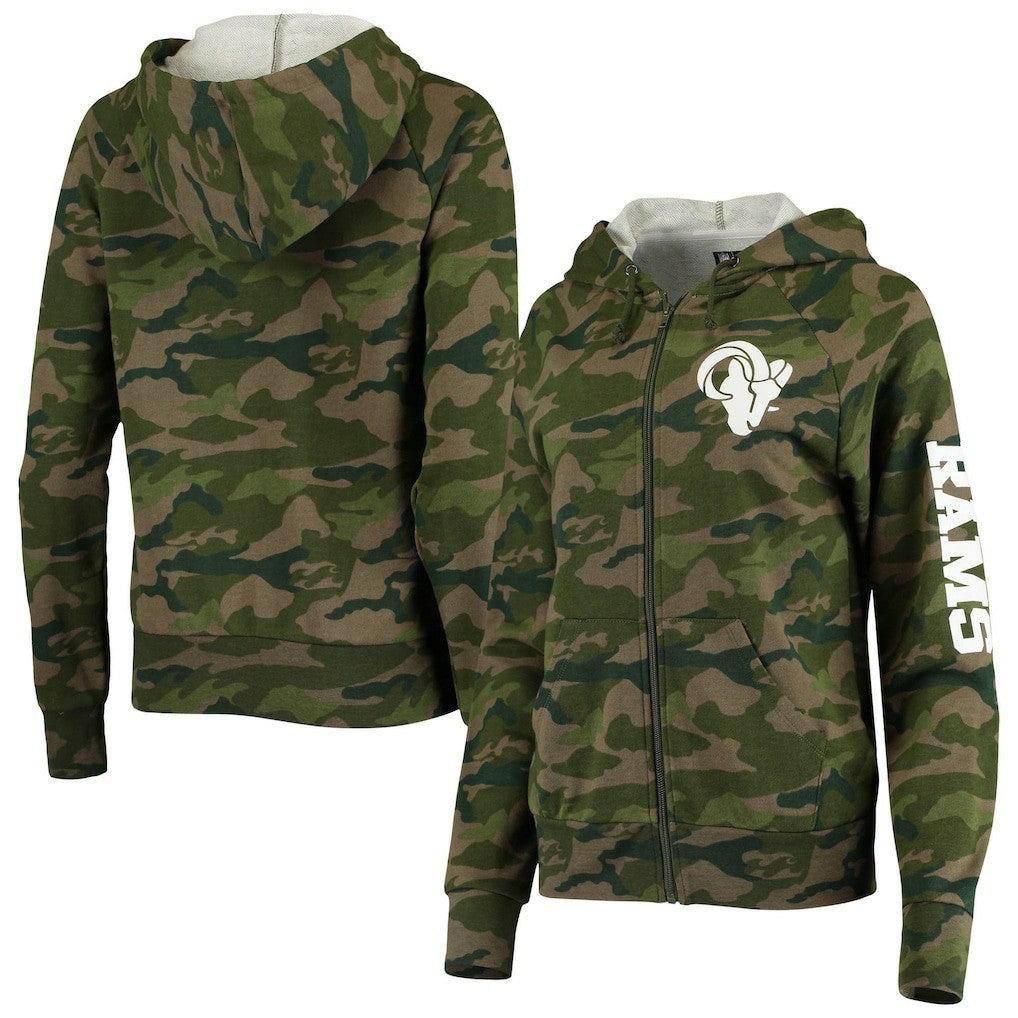 Los Angeles Rams New Era Women's Raglan Full-Zip Hoodie - Camo - NFL
