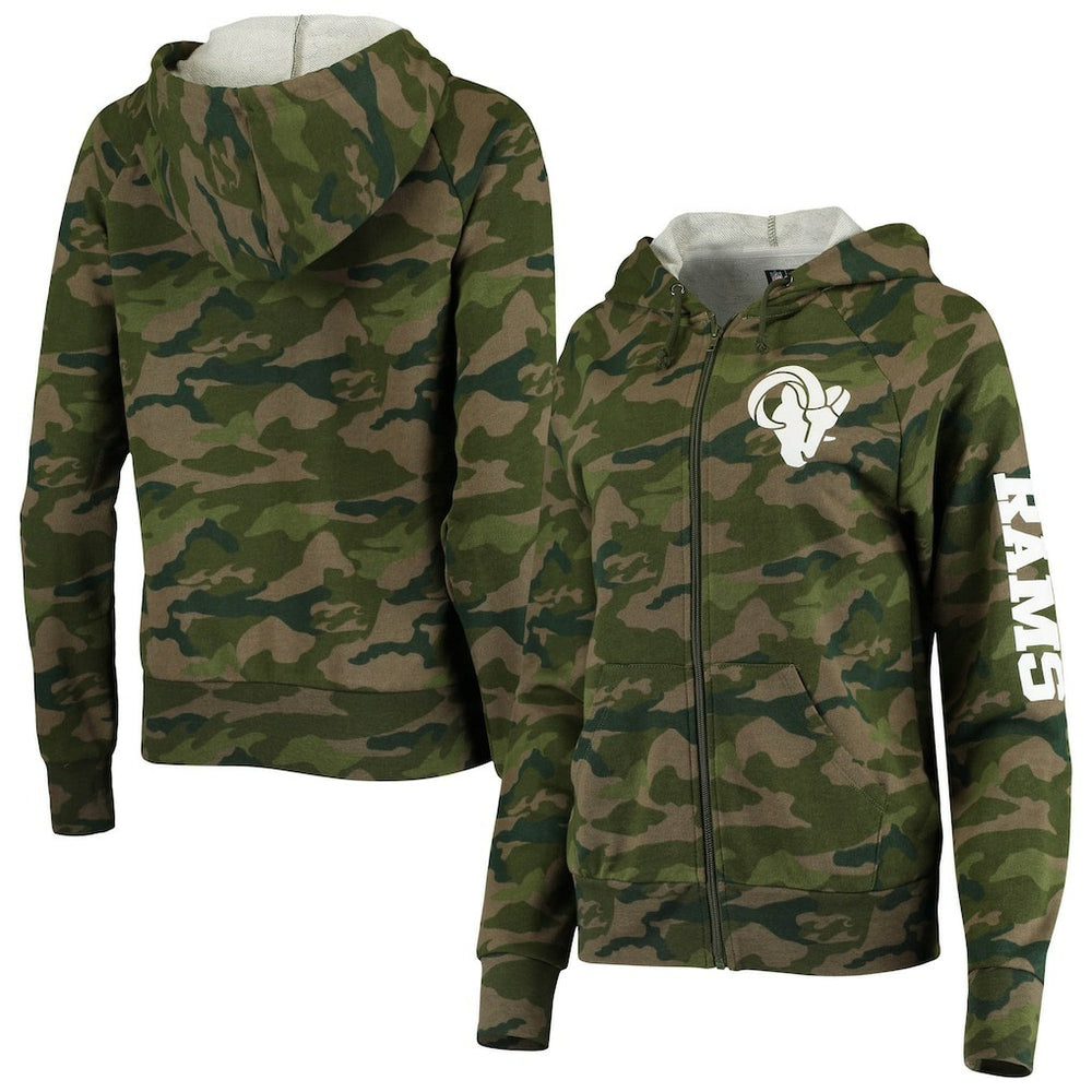 Los Angeles Rams New Era Women's Raglan Full-Zip Hoodie - Camo - NFL