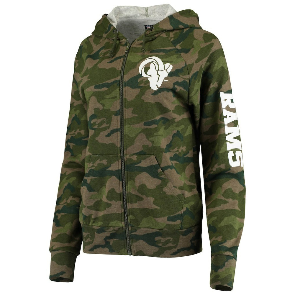 Los Angeles Rams New Era Women's Raglan Full-Zip Hoodie - Camo - NFL