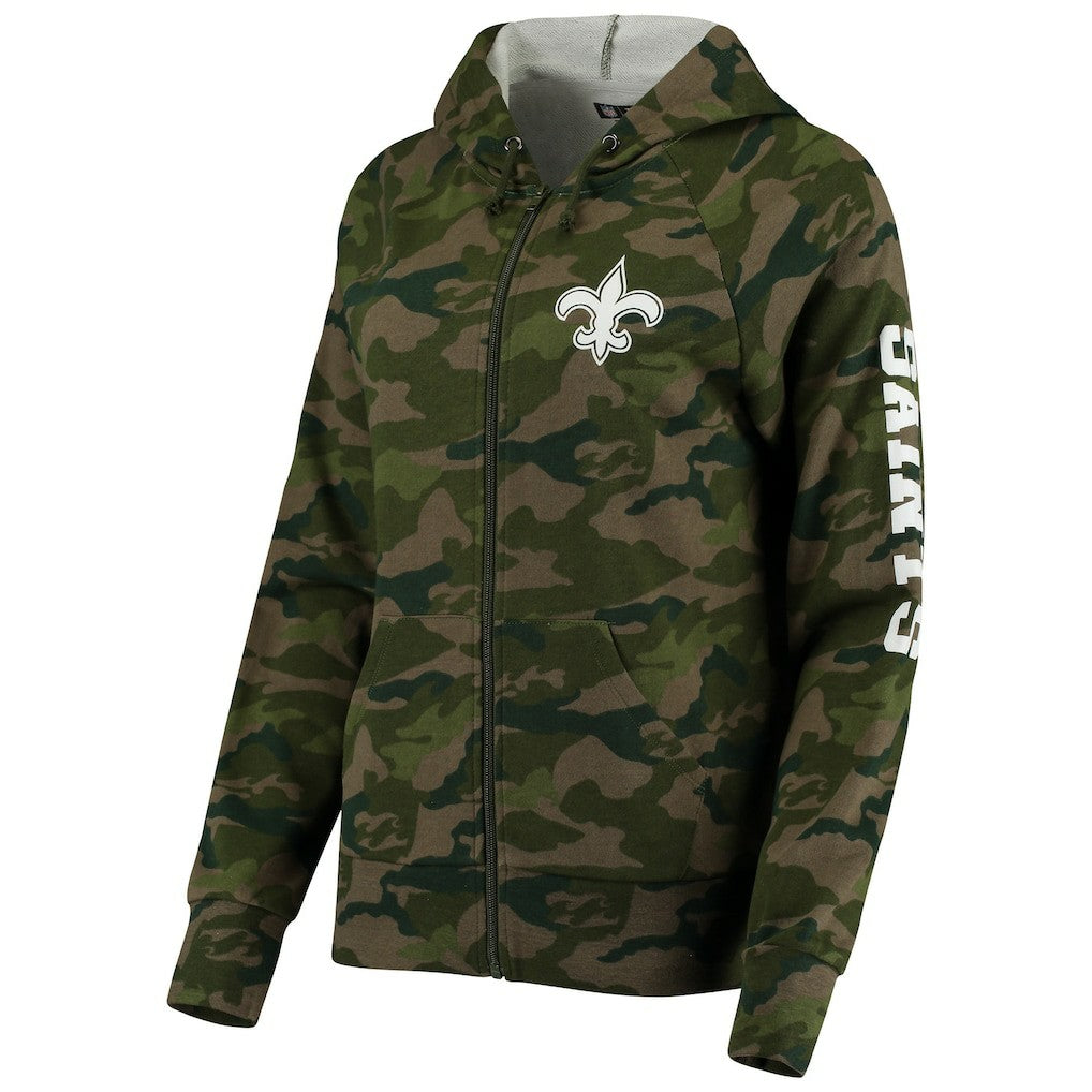 New Orleans Saints New Era Women's Raglan Full-Zip Hoodie - Camo - NFL