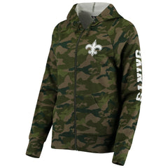New Orleans Saints New Era Women's Raglan Full-Zip Hoodie - Camo - NFL